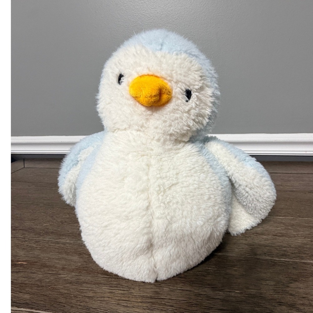 Hands on a GANZ Penguin Plush Pastel Blue White Stuffed Animal Bird Toy H12604